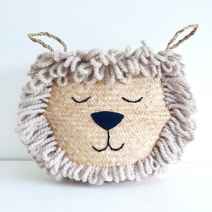 Large natural lion seagrass belly basket For IKEA Kallax unit storage handmade by Bellybambino