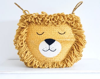Extra Large Yellow Lion toy belly basket Handmade by Bellybambino Nursery baby shower gift bag