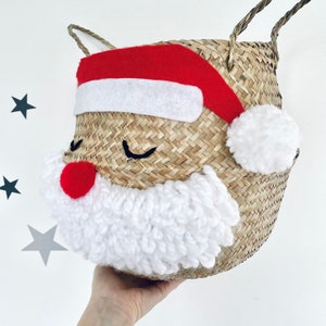 Medium Santa belly basket Christmas gift bag hamper decoration image 6