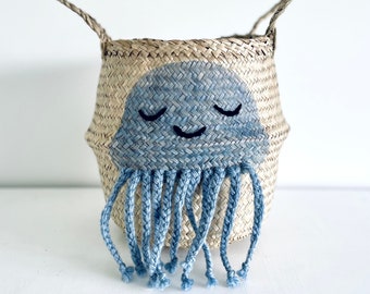 Small blue jellyfish seagrass belly basket. Under the sea theme basket by Bellybambino