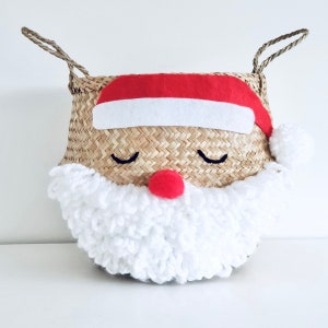 Medium Santa belly basket Christmas gift bag hamper decoration image 1