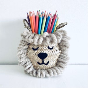 Mini Löwenbauch Korb - Spielzeug Aufbewahrung Stiftehalter Schmuckstück Topf für Kinder Safari Thema Schlafzimmer