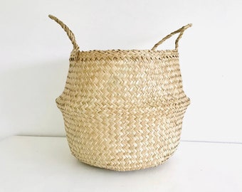 Large plain seagrass belly basket by Bellybambino