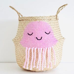 Pink Jellyfish Toy Box Storage Basket Ocean Sea Nursery Playroom Organiser (Fits IKEA Kallax)