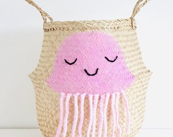 Pink Jellyfish Toy Box Storage Basket Ocean Sea Nursery Playroom Organiser (Fits IKEA Kallax)