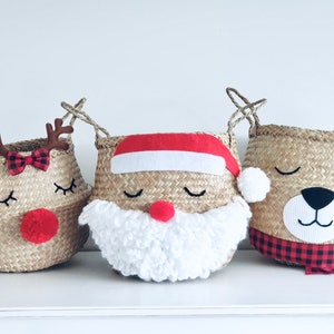 Medium Santa belly basket Christmas gift bag hamper decoration image 2