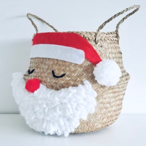 Medium Santa belly basket Christmas gift bag hamper decoration image 4