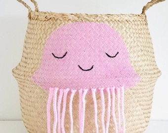 Extra Large Pink Jellyfish Toy Box Storage Basket Ocean Sea Nursery Playroom Organiser Basket