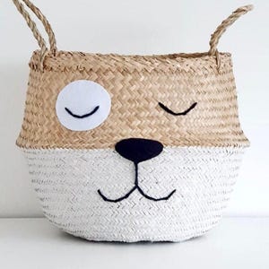 White Dog Toy Seagrass Storage Basket Puppy Animal Nursery Playroom Organiser (Fits IKEA Kallax)
