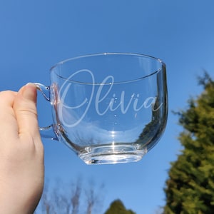 Personalised Engraved Glass Coffee Mug Tea Cup Unisex Gift