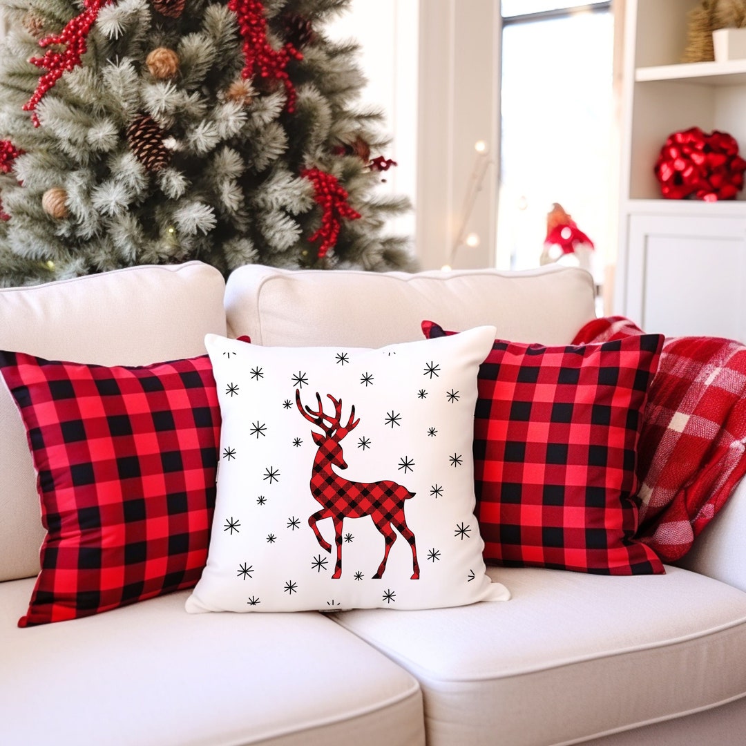 Christmas Pillowreindeer Pillowchristmas Reindeer Pillowholiday