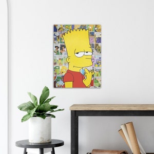 Bart Simpson Poster, The Simpsons Art, Acrylic Painting Art Print, Comic Books, Cartoon Character 10 Year Old Kid, 8x10, 11x14, 16x20, 18x24
