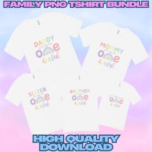 Family pastel rainbow birthday PNG, rainbow birthday PNG, rainbow birthday party, girl birthday party, rainbow theme, matching
