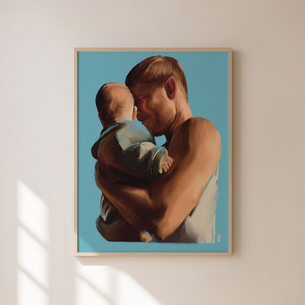 Affiche personnalisée pour Papa, Cadeau peinture fête des pères, tableau famille réaliste , impression haute qualité et livraison domicile