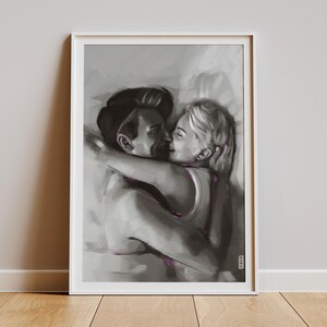 Custom Black and White Couple Portrait – Poster Drawing from Photo – Personalized Artwork – Special Event Gift
