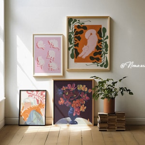 Print illustration no face and cat, poster wall art cat inspired of matisse image 8