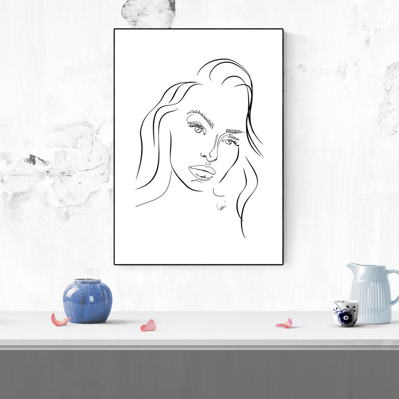 Poster Dessin trait fin Visage KATIE fichier num rique Etsy Poster Dessin trait fin Visage KATIE fichier num rique Etsy