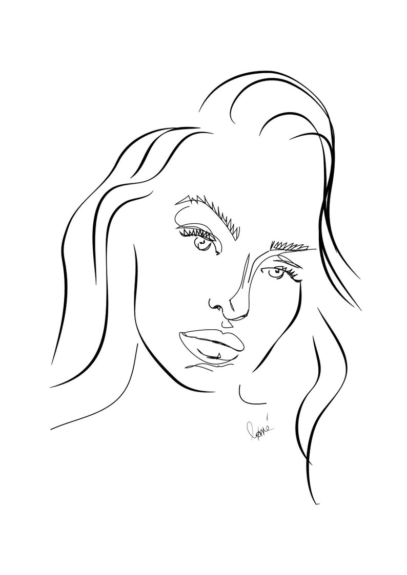 Poster Dessin trait fin Visage KATIE fichier num rique Etsy Poster Dessin trait fin Visage KATIE fichier num rique Etsy