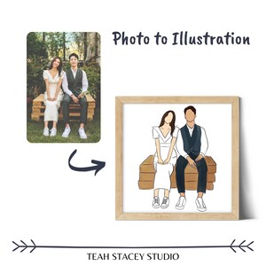 Ilustração personalizada de retrato de casal, presentes personalizados, retrato de casamento, ilustração de foto de família, ideias para presentes de amigos, retrato de foto