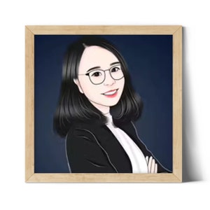 Ritratto di cartone animato con primo piano in testa, disegno di ritratto di cartone animato, disegno di ritratto personalizzato, ritratto da foto, disegno personalizzato, immagine del profilo