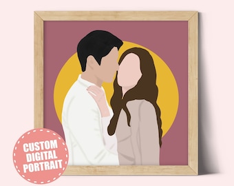 Custom couple portrait, Personalised illustration, portrait from photo, Photo illustration, wedding gift idea, Personalised gift