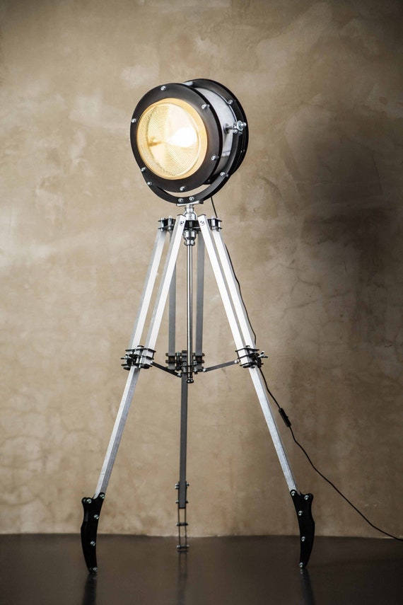 Spotlight Lamp Floor Lamp Tripod Lamp Metal Lamp Loft Lamp Etsy