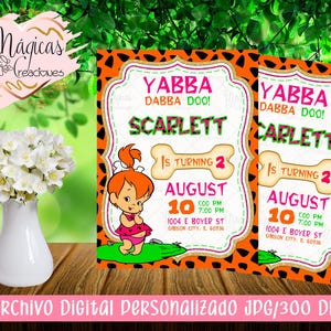 Pebbles Flintstones Girls&#39; Birthday Digital Invitation