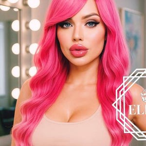 Fantastic Long Cute Curly Hairstyle Effect Gradient - Red / Bonbon Pink / Light Pink Color Wig with Bangs, Cosplay Wig, Doll Mermaid Wig