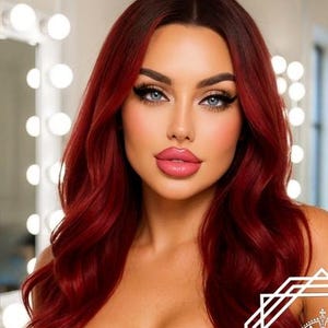 Hermosa peluca larga ombré con raíces negras y rojo rubí oscuro. Pelucas, peluca de escena, peluca de cosplay, peluca de sirena, peluca gótica, peluca kawaii, peluca de fiesta.