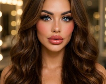 Prachtige LUXE lange gemengde kleur met kant - natuurlijk bruin en donkerblond pruik, pruiken, synthetische vezelpruik, lange natuurlijke bruine pruik