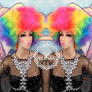 Funny Party  Fluffy Big Hair Volume Rainbow Clown Wig, Wigs, Theatre Wigs,  Circus Rainbow Cool Wig, Halloween Wigs