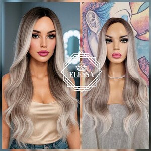 Magnetically Feminine Long Womens Wig with Perfect Balayage – Natural Brown / Natural Blonde / White Blonde Mix Color, Everyday Wear Wig