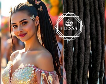 Amazing Long Handmade Ponytail with Irish Wool Dreadlocks Black Color with Elastic, Rasta Ponytail, Irish Handmade Dreadlocks, Extensions