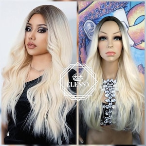 Long Natural Ombre - Root Brown and Light Blonde Color Wig, Wigs, Wig for Everyday, Fashion Wig, Ombre Long Wigs, Lolita Wig, Pastel Wig