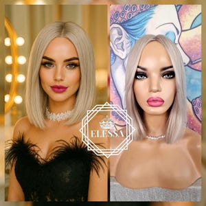 Feminine Beautiful Womens Wig in Straight Bob Style with Ash Light Blonde Mix Color, Performance Ash Blonde Medium Wig,Synthetic Fashion Wig