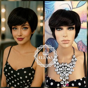Short Dark Brown #2 Color Wig with Bangs, Wigs, Short Wigs, Wigs for Womens, Soft Synthetic Hair Wig, Scene Wig, Wig for Men, Wig for Women