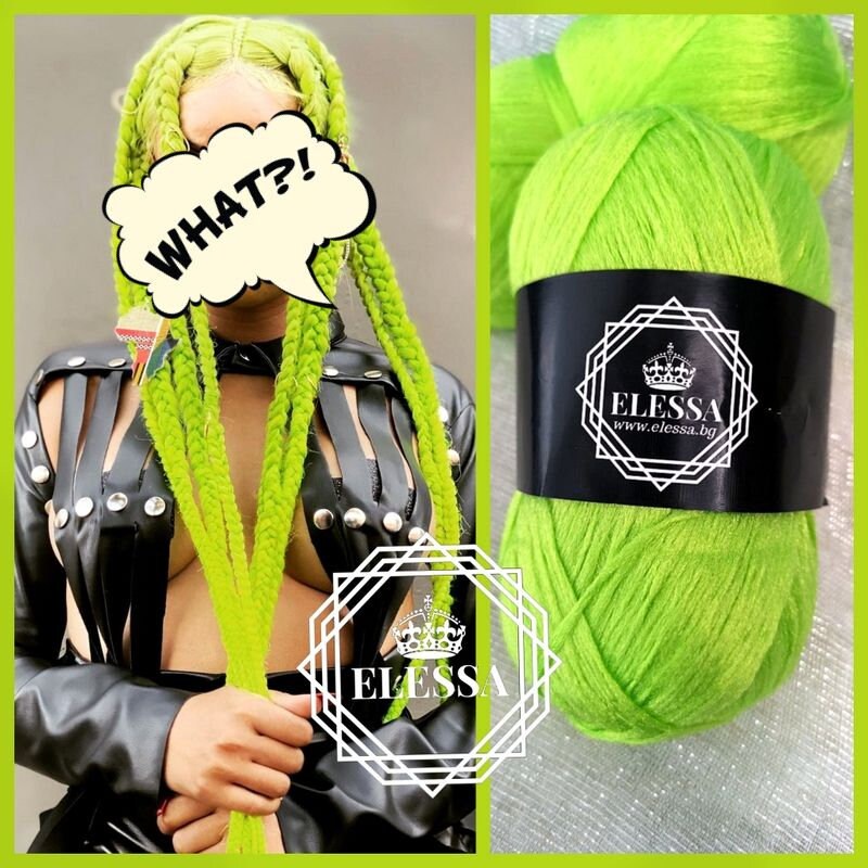 Brazilian Yarn for Braids High-quality Acrylic Wool for Hair Jumbo Braids,  Senegalese Twist, Wraps Natural, Knitting Hair, Green NEON Braids 