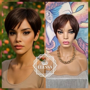Beautiful Daily Fashion Straight Hairstyle Mix - Natural Brown / Natural Blonde Color Wig with Bangs, Wigs, Vintage Natural Wig for Everyday