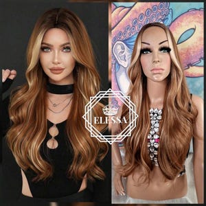 Amazingly Hypnotic Designer Model Long Wig in Exquisite Balayage - Dark Brown Root / Light Brown / Light Blonde Mix ,Stylish Trendy Wig