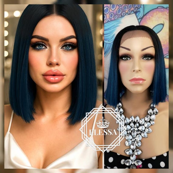 Ombre Wig High Quality Blue Wigs 7JHH WIGS Long Straight Ombre