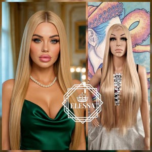 Amazing Lace Front LUXURY Long Straight Hairstyle - Natural Blonde / Light Blonde Mixed Color Wig, Wigs, Lace Wigs, Natural Wig, Scene Wig