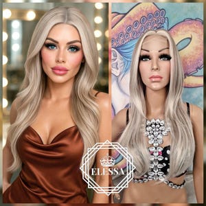 Amazing Long Lace Front LUXURY Wig Straight Hairstyle Balayage - Ash Blonde / White Blonde Color, Long Natural Wig, Wig for Everyday Wear