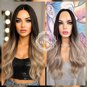 Everyday Long Wig in Stunning Balayage – Natural Dark Brown / Ash Dark Blonde / Ash Light Blonde Mix, Fashion Cat Walk Hairstyle Wig, Chic