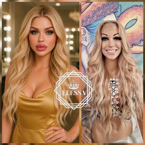 Beautiful Lace Front LUXURY Long Mixed Color - Natural Blonde and Light Blonde Wig, Wigs, Lace Blonde Wig, Natural Wig, Curly Fashion Wig