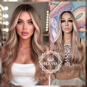 Amazingly Hypnotic Designer Model Long Wig in Exquisite Balayage - Natural Brown / Natural Blonde / Light Milk Blonde Mix,Stylish Trendy Wig