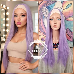 Sugar Candy Dreams - Lange Hell Lila / Lavendel Perücke mit Haarreif | Kawaii Lolita Style, Pastel Purple Magic, Cosplaybereite Haare, Elfe
