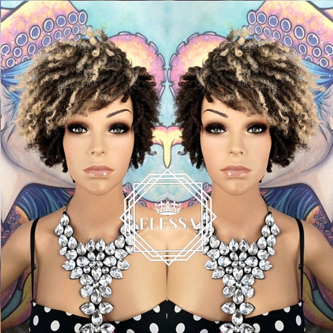 Wig Afro Hairstyle Short Kinky Curly Coil Dreadlocks Natural Etsy