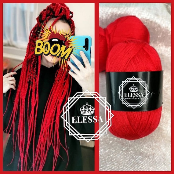 Brazilian Yarn for Braids High Quality Acrylic Wool for Hair Jumbo Braids,  Senegalese Twist / Wraps Natural / Knitting Hair , Red Braids 