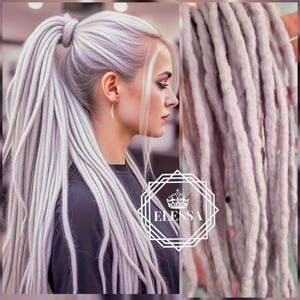 Erstaunlich Langer Handgefertigter Pferdeschwanz mit Irischer Wolle Dreadlocks Hellgraue Farbe mit Gummiband, Rasta Pferdeschwanz, Irische Dreadlocks Erweiterungen