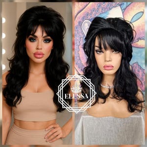 Stage / Artistic Retro Hollywood Style Black Wig with Stunning Volume and Tousled Sexy Brigitte Bardot / Sophia Loren Look – Mysterious Muse
